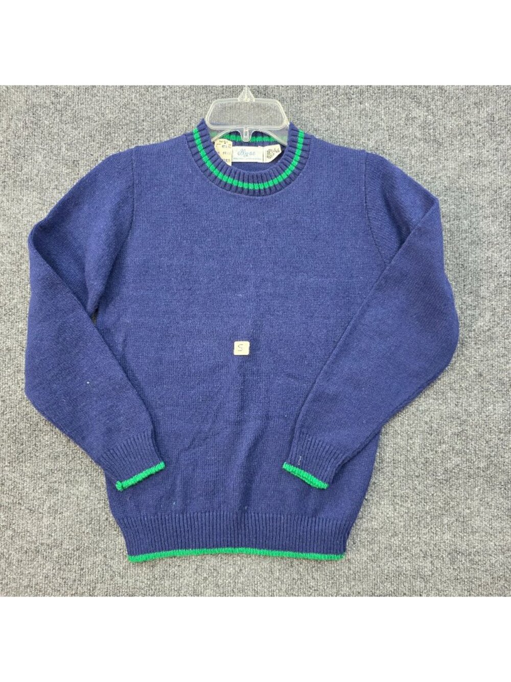 80s Vintage S Acrylic Blend Navy Stripe Crewneck Sweater Preppy Academia Retro